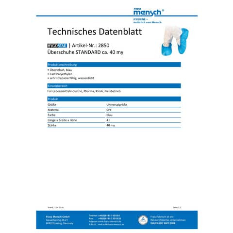 Überziehschuhe PPL 100ST blau HYGOSTAR 23026 - 2850 40my fest