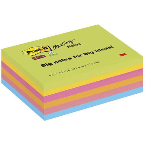Haftnotizblock Big Notes 6ST neon POST-IT 8645-6SS-EU 152x203mm