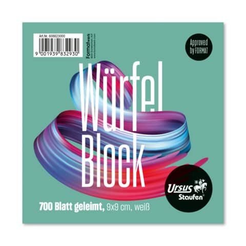 Zettelklotz 700BL geleimt weiß URSUS 608823000 70g 9x9x9 cm
