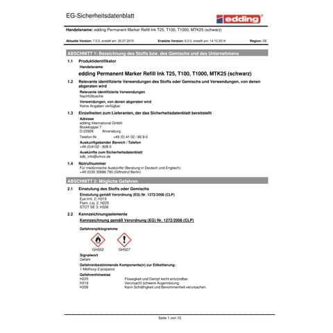 Nachfülltusche 100ml schwarz EDDING T100-001