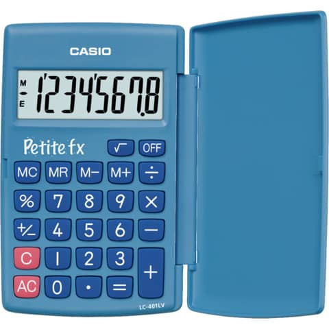 Taschenrechner 8-stellig blau CASIO LC-401LV-BU 75x10,7x120mm BxHxT