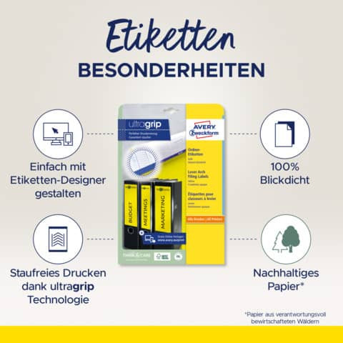 Ordneretikett 61x192mm gelb ZWECKFORM L4769-20 ILK 80ST