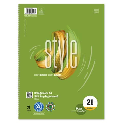 Collegeblock A4 80BL liniert STAUFEN GREEN 608570010