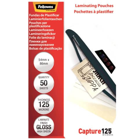 Laminierhülle 50ST 54x86 FELLOWES 5396602 glänzend