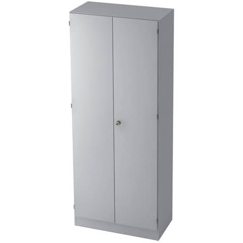 Garderobenschrank - 80 x 200,4 x 42 cm, Konstruktionsboden/Kleiderstange/Sockelblende, Grau/Grau, mi