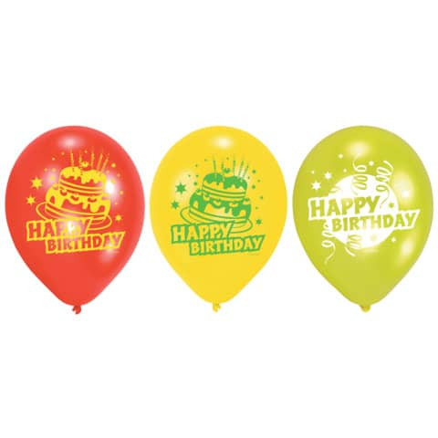 Luftballon Happy Birthday sort RIETHMÜLLER 450193 6St.