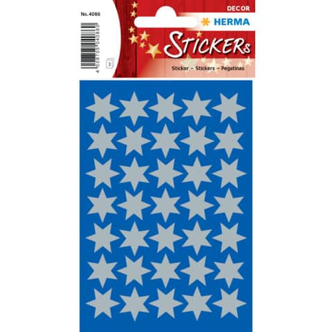 4086 Sticker DECOR Sterne 6-zackig, silber Ø 16 mm