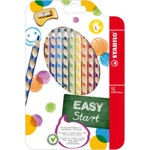 Farbstift Easycolors links Etui 12 Stück STABILO 331/12 sortiert