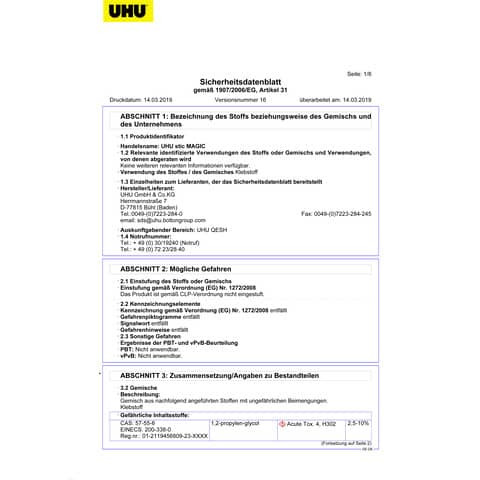 Klebestift Stic Magic 8.2g blau UHU 75 45162