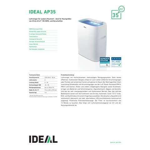 Luftreiniger AP35 weiß IDEAL 87350011
