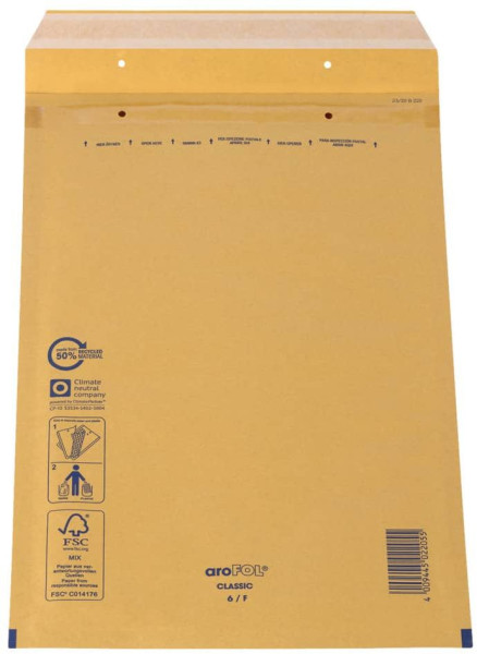 Luftpolstertaschen Nr. 6, 220x340 mm, goldgelb/braun, 100 Stück