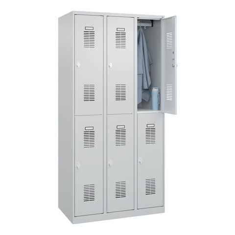 Garderobenschrank 3Abteil je2Fäch h.grau CP 088355-30/RAL7035 S10002