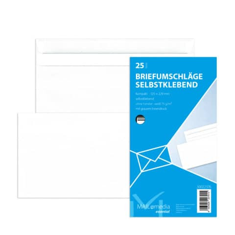 Briefhülle Komp. SK 75g weiß 30022376 25ST 125x229mm m.Innendruck