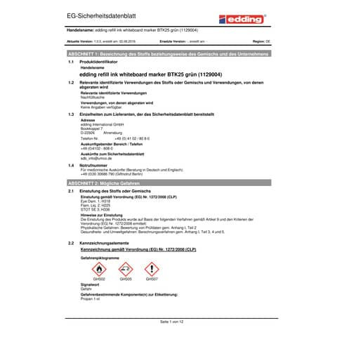 Nachfülltusche 25ml grün EDDING BTK25004