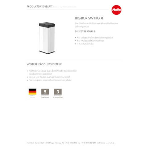 Abfallsammler Big Box 52L weiß HAILO 8602310