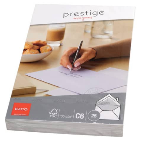 Briefumschlag Prestige C6 25ST weiß ELCO 73127.12 100g CelloZip