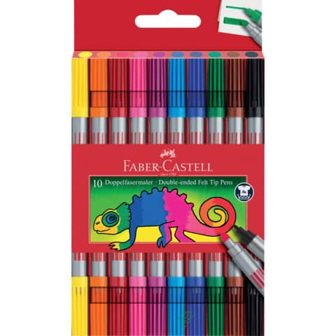Faserschreiber Zweispitz Duo 10St sort. FABER CASTELL 151110