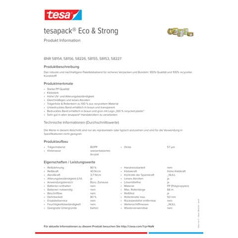 Packband 50mm 66m braun TESA 58155-0000 bedr.Eco&Strong