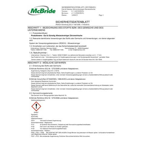 Allzweckreiniger 1L Zitronenduft G&G 6211426004/663194009