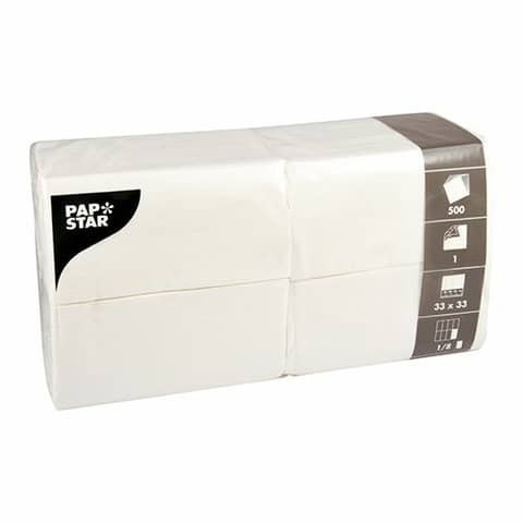 Serviette Zelltuch 500ST weiß 33x33cm PAPSTAR 16109