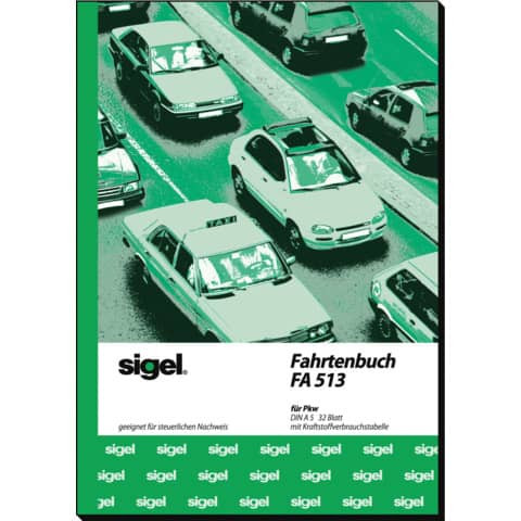 Fahrtenbuch für Pkw - mit Klammerheftung, A5, 32 Blatt