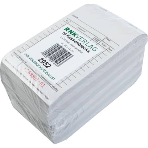Kassenblock 15x10cm 2x50Bl RNK 2952 oben geheftet