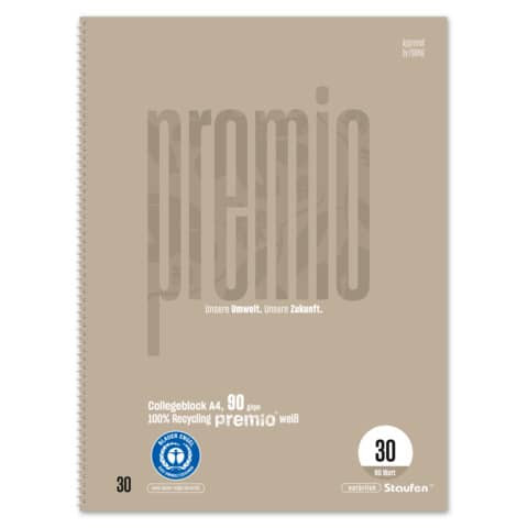 Collegeblock A4 80BL LIN30 blanco STAUFEN PREMIO 040835030