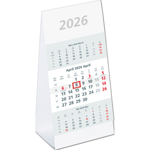 Tischaufstellkalender 2026, 9,5 x 19,5 cm, 3M/1S ZETTLER 660175