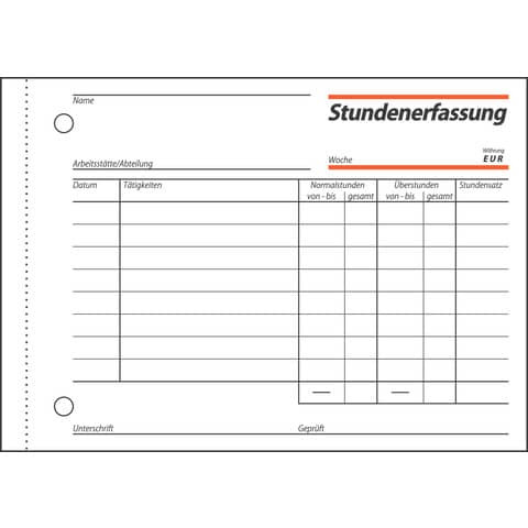 Stundenerfassung A6 50BL SIGEL ST615