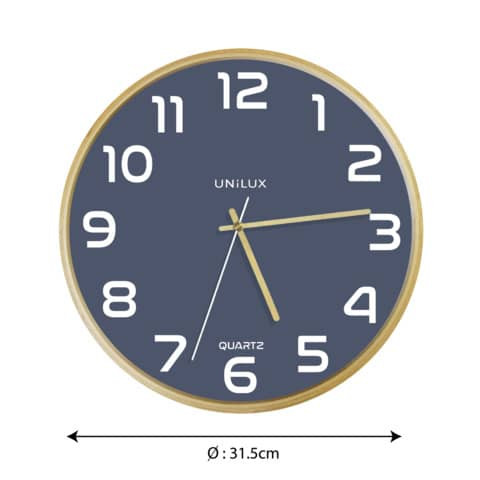 Wanduhr Quarz Ø 31,5 cm buche-blau UNILUX 400165110 Baltic