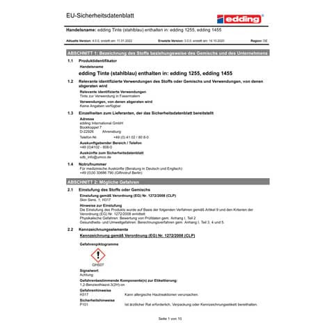 Calligraphy Marker stahlblau EDDING 4-1455017