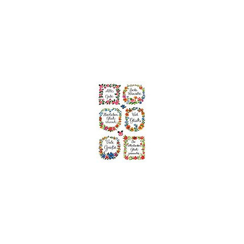 Schmucketikett Glückwünsche ZWECKFORM 54216 I.BLumenrand