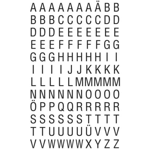 Buchstabenetikett A-Z sw/ws 240 Stück ZWECKFORM 3720 6,5 mm Druckschrift