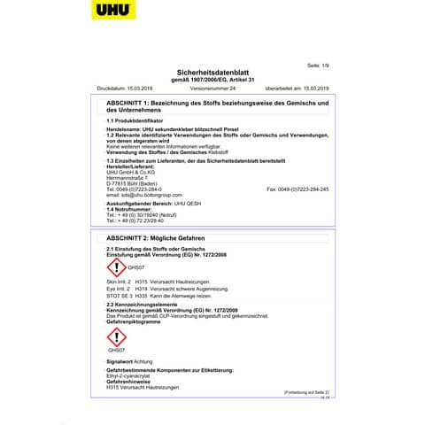 Sekundenkleber mit Pinsel 5g UHU 45545