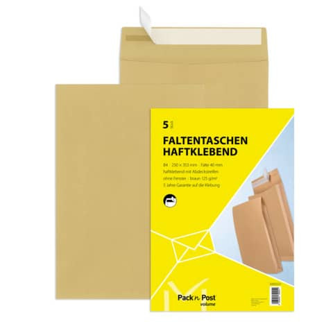 Versandtasche B4 HK 130g braun 30002521 5ST m.Falte 40mm