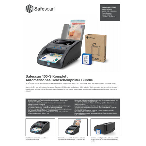 Banknotentester elektr. schwarz SAFESCAN 112-0732 155-S Comp