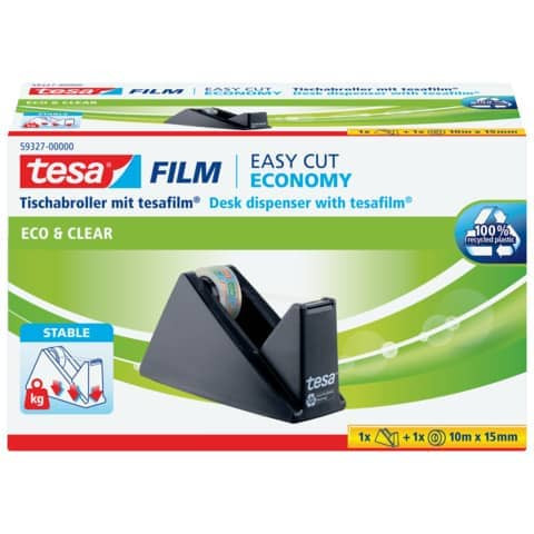 Tischabroller Easy Cut® Economy - für Rollen bis 33 m x 19 mm, gefüllt, schwarz