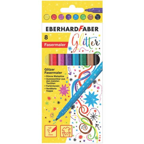 Fasermaler 8ST Glitter sortiert EBERHARD FABER 551008