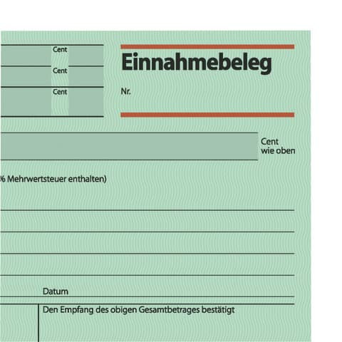 Kassen Einnahmebeleg A6q grün SIGEL EB615 50BL