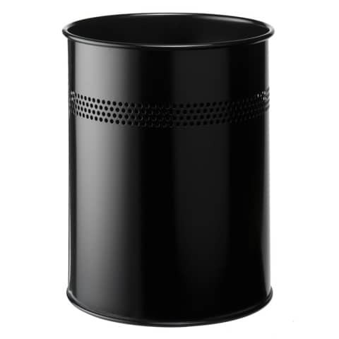 Papierkorb 15L rund schwarz DURABLE 3300 01 Metall