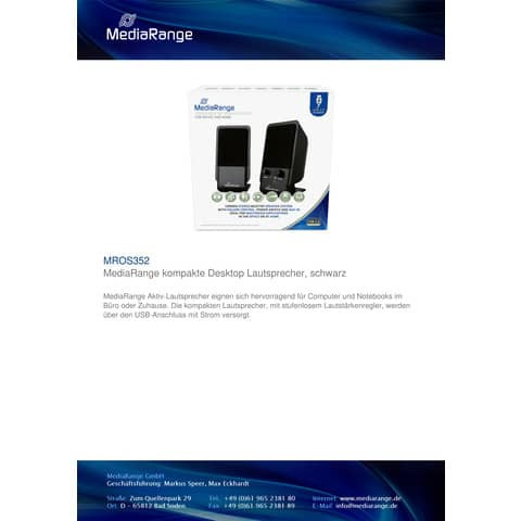 Lautsprecher Notebook silber MEDIA RANGE MROS352 USB