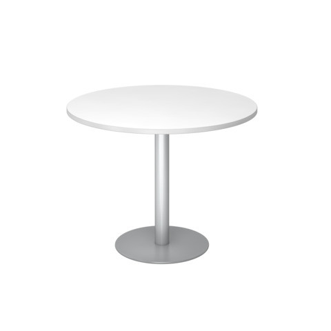 Besprechungstisch rund weiß/silber HAMMERBACHER VSTF10/W/S 100 cm