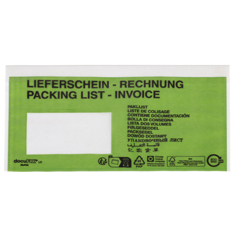 Dokumententasche C5/6 LS/RG grün 1000 St DOCUFIX 2FVDO340202 PAPIER