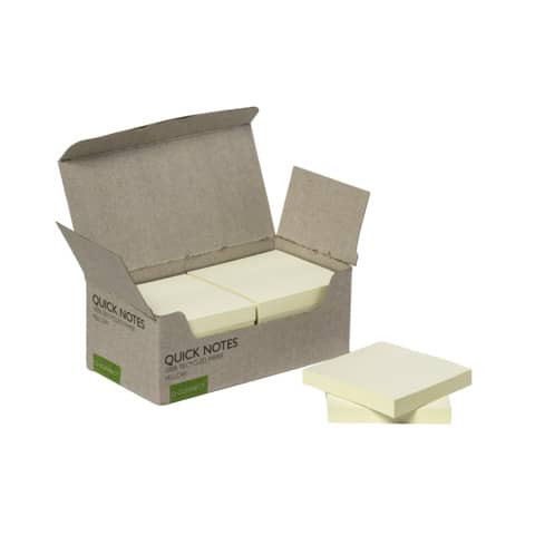 Haftnotizblock 100BL 12BK Recyceld gelb Q-CONNECT KF17321 76x76mm