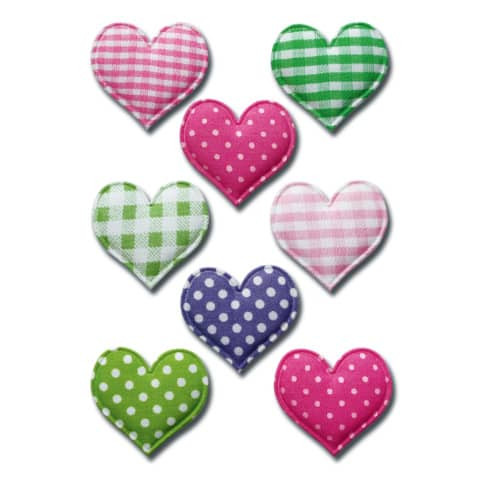 Schmucketikett Herzen 8 Stück HERMA 6288 Stoff Magicsticker