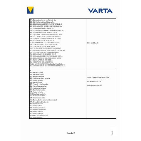 Batterie LONGLIFE MaxPower Mignon1.5V AA VARTA 4706110404/04706101404 Bk4St
