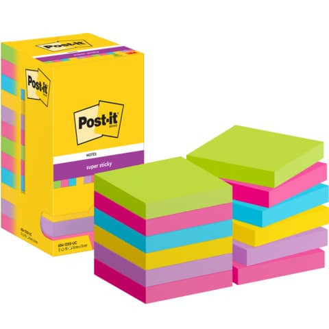 Haftnotizblock 12x90BLlin UltraCol POST-IT 654-12SS-UC SuperStick