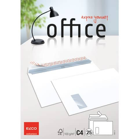 Briefhülle C4 120g 25ST m. Fenster weiß ELCO 74481.12 haftklebend