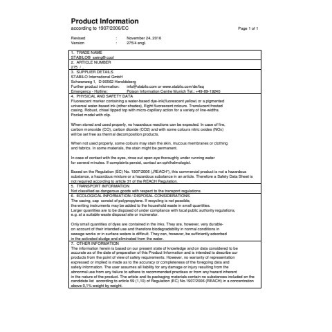 Textmarker Swing Cool Prise von Limette STABILO 275/133-8 Pastel