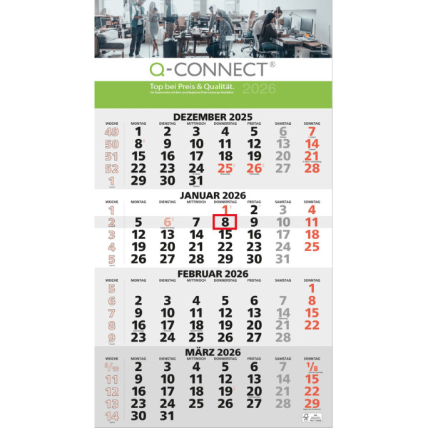 4-Monats-Wandkalender Q-CONNECT 665793